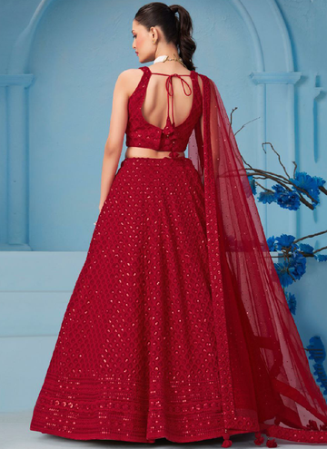 Marriage Ceremony Georgette Lehenga choli with elegant sequin thread embroidery work